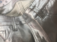 Revestimento de tecido de denim PU para mulheres jeans casaco cor prateada cor ouro azul cor rosa personalizado feito na China