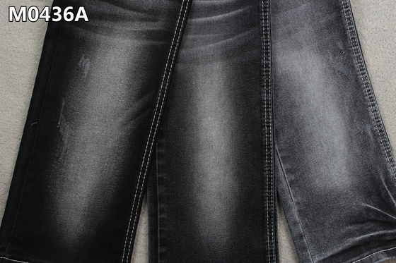estiramento alto 62/63" da tela da sarja de Nimes do Spandex do poliéster do algodão 10.4oz Sanforizing a parte traseira preta