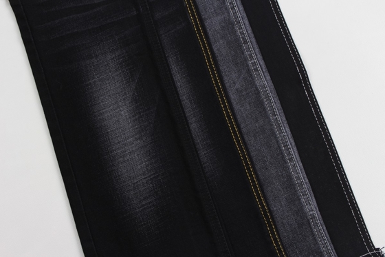 11.9 oz preto e preto traseiro crosshatch slub jeans tecido