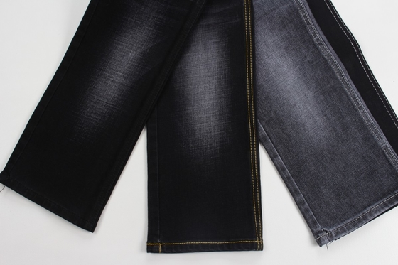 11.9 oz preto e preto traseiro crosshatch slub jeans tecido