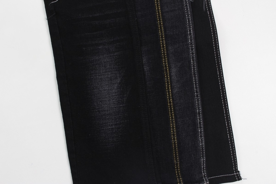12 oz preto e preto traseiro crosshatch slub jeans tecido