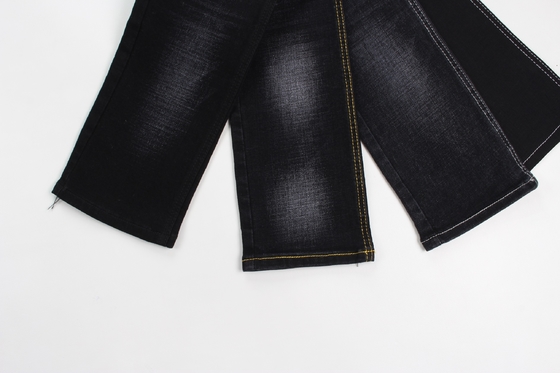 12 oz preto e preto traseiro crosshatch slub jeans tecido