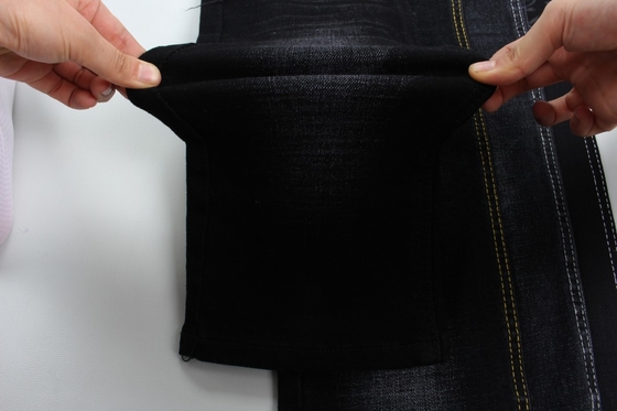 12 oz preto e preto traseiro crosshatch slub jeans tecido