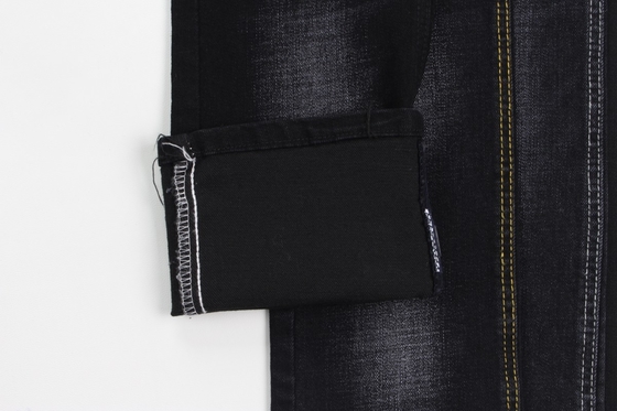 11.4 oz preto e negro traseiro crosshatch slub jeans tecido