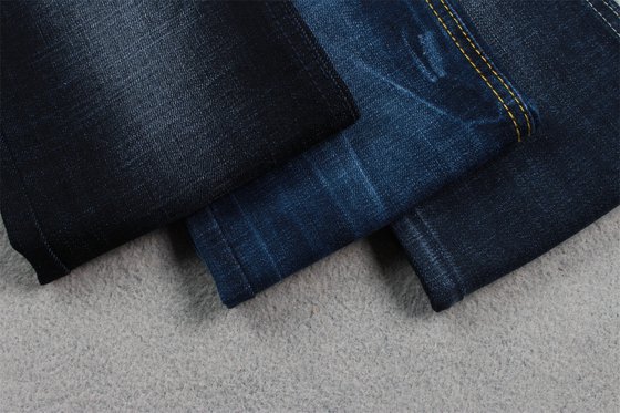 11oz Tecido de denim azul com um buraco cruzado para jeans masculinos, cor azul preta de qualidade