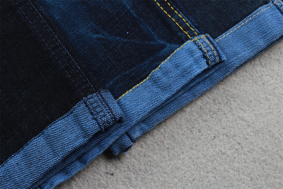 11oz Tecido de denim azul com um buraco cruzado para jeans masculinos, cor azul preta de qualidade