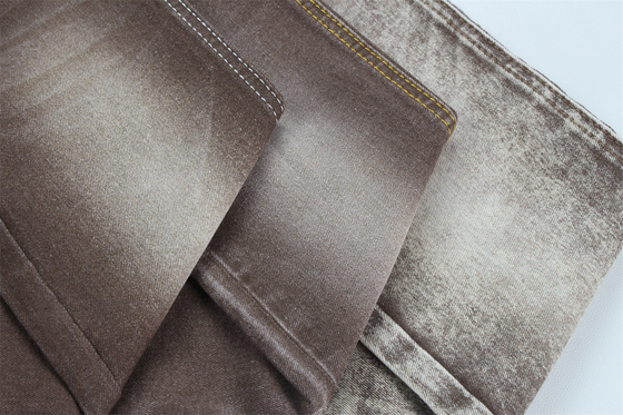 Tecido de Denim Super Castanho para Mulheres Homem Jeans de Estiramento Baixo Preço Competitivo Da China Cidade de Foshan