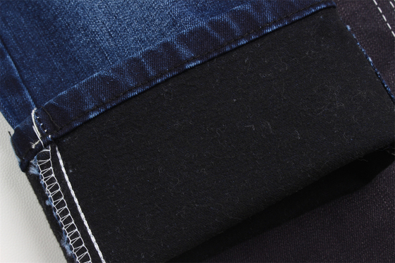 11-11.5 Oz Warp slub jeans tecido para homem jeans Mercerized Fleece traseiro preto alto alongamento para homem estilo de mercado da Índia