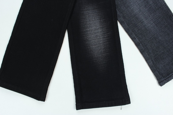 11.2 Oz Negro e Negro Lado traseiro Crosshatch Slub Denim Tecido