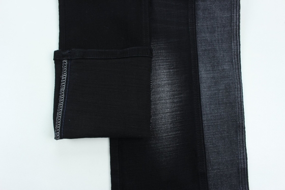 11.2 Oz Negro e Negro Lado traseiro Crosshatch Slub Denim Tecido