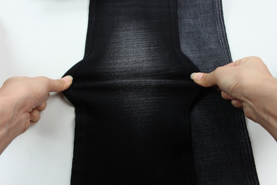 11.2 Oz Negro e Negro Lado traseiro Crosshatch Slub Denim Tecido