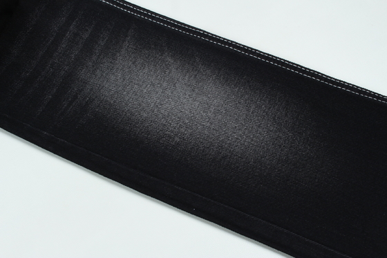 13.5oz Super escuro Preto Tecido denim de cor rígido 100% algodão fios reciclados para o trabalhador Jean tecido preto Negro traseiro