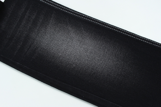 13.5oz Super escuro Preto Tecido denim de cor rígido 100% algodão fios reciclados para o trabalhador Jean tecido preto Negro traseiro