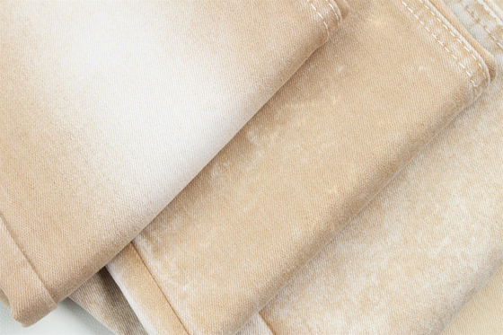 Tecido de denim de cor caqui de alta estiragem para jeans de senhora