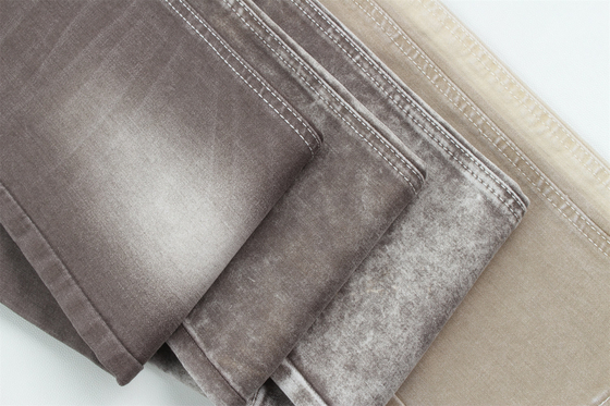 Cor marrom 10 tecido de denim de alta estiragem para jeans
