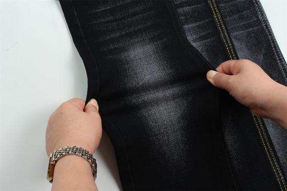 Tecido preto preto de algodão poliéster rayon spandex denim para jeans