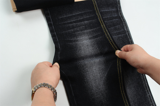 Tecido preto preto de algodão poliéster rayon spandex denim para jeans