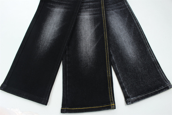 Tecido preto preto de algodão poliéster rayon spandex denim para jeans