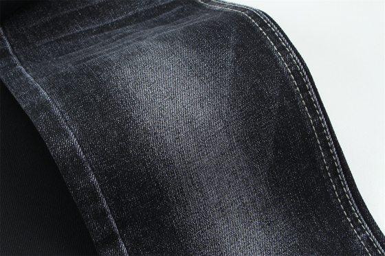 Tecido preto preto de algodão poliéster rayon spandex denim para jeans