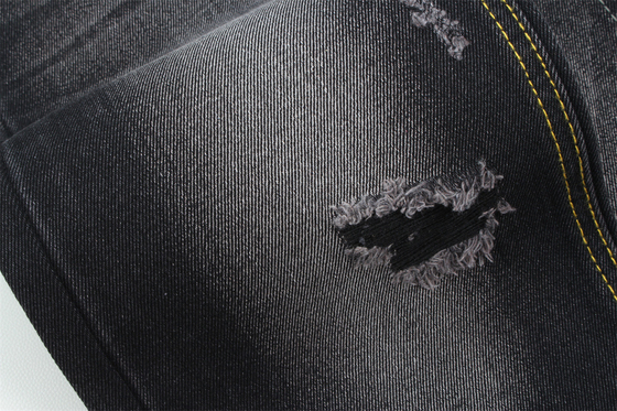 11oz tecido denim rígido 56%C 44%P preto e preto traseiro largura total 180cm