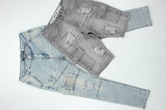 190 Cm Anel Slub Enxofre Preto Estiramento Tecido Denim Para Homens Jeans