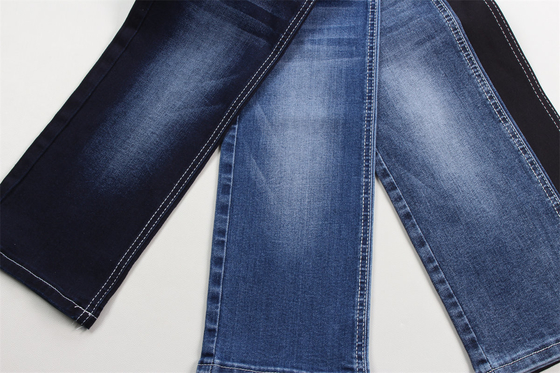Preto escuro azul traseiro bom alongamento tecido denim para jeans