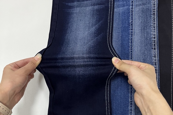 Preto escuro azul traseiro bom alongamento tecido denim para jeans