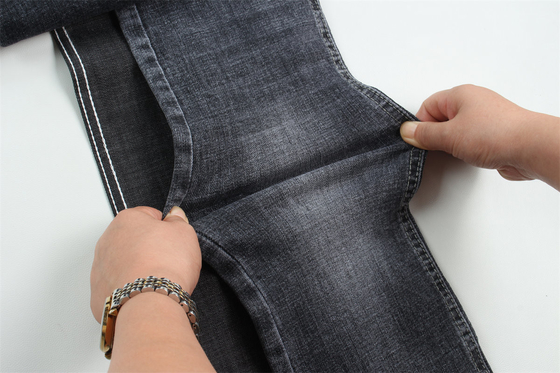 Top Quality Negro escuro crosshatch Slub Stretch Denim Tecido Para Homens Jeans