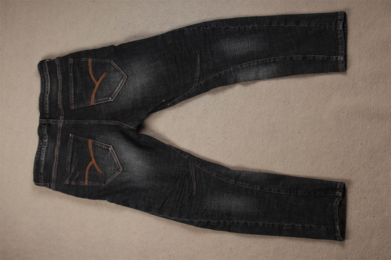 Top Quality Negro escuro crosshatch Slub Stretch Denim Tecido Para Homens Jeans