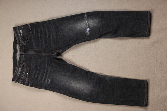 Top Quality Negro escuro crosshatch Slub Stretch Denim Tecido Para Homens Jeans