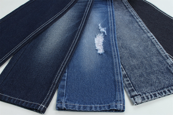 Menos de 2 dólares 12 onças 190 cm algodão índigo poliéster tecido rígido denim para jeans
