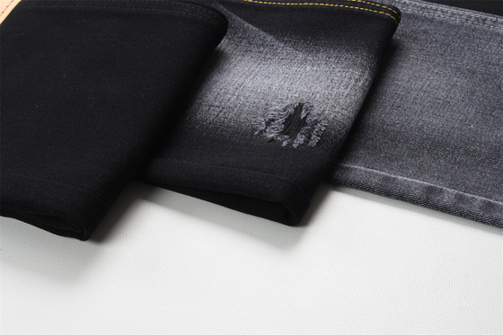 10.5oz Tecido preto denim rígido 100% algodão Preto e preto traseiro para estilo jeans estilo amigo do rapaz suave toque de mão mulheres