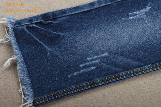 Novas tendências da moda Reciclagem de algodão Tecido denim 12% Reciclagem de algodão e 88% de algodão 11 OZ Eco-friendly