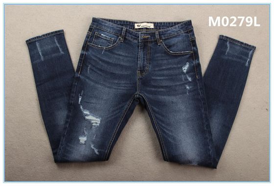 Tela profunda de 373 calças de ganga da tela da G/M 11 onça Azul Cotton Stretch Slub Denim
