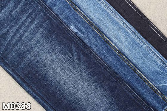 material das calças de brim do Slub da urdidura da tela da sarja de Nimes do Spandex do poliéster do algodão 10.5oz