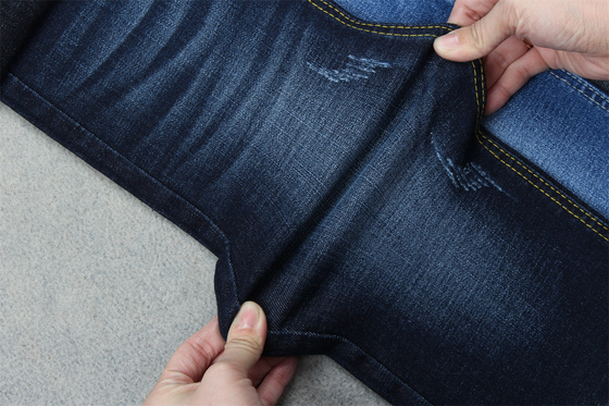 Índigo azul crosshatch denim tecido Slub Full Stretch 10,3 uma vez jeans materiais