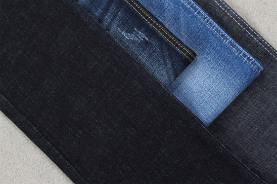 Índigo azul crosshatch denim tecido Slub Full Stretch 10,3 uma vez jeans materiais