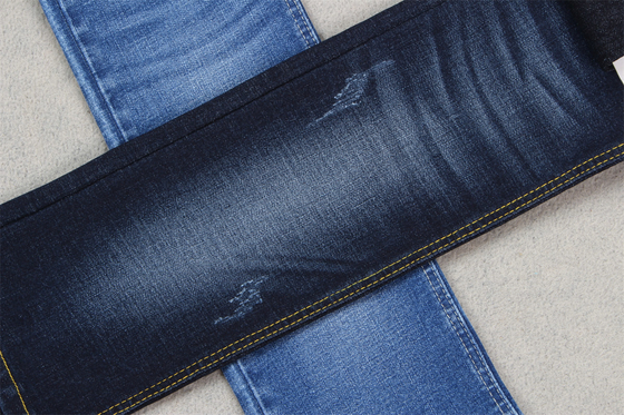 Índigo azul crosshatch denim tecido Slub Full Stretch 10,3 uma vez jeans materiais