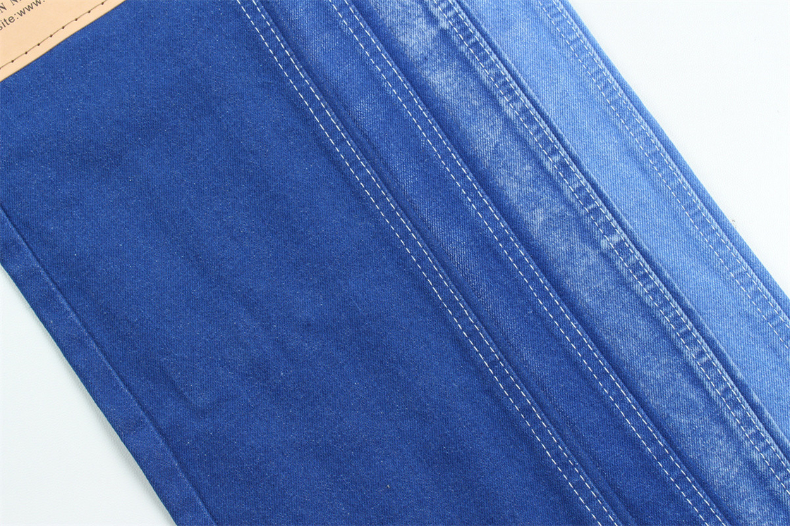 Vibrante e de cor azul única Tecido denim rígido 100% algodão Largura total 180cm