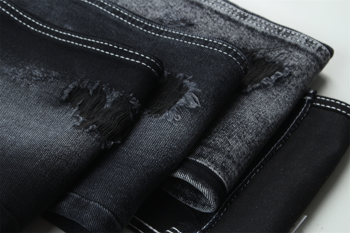 11.5oz Denim Tecido rígido 56%C 44%P Preto E Negro Lado de trás Para Estilo de Marca Jeans Estilo Amigo de Garoto Soft Touch