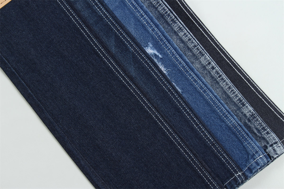 Menos de 2 dólares 12 onças 190 cm algodão índigo poliéster tecido rígido denim para jeans