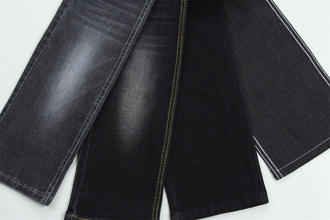 Tecido de denim escuro preto de alta estiragem para crianças e mulheres jeans