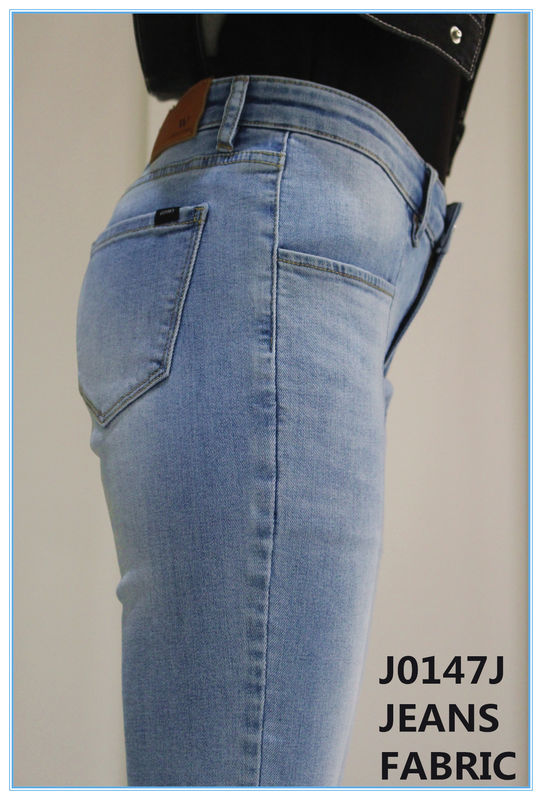 10oz 2% de tecido denim de alta estiragem azul escuro 3/1 mão direita Twill tecido