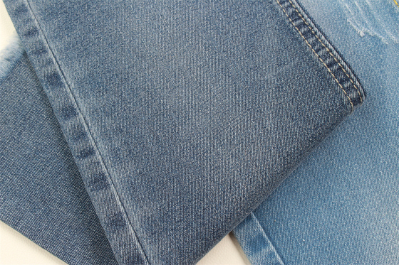a tela da sarja de Nimes do Spandex do poliéster do algodão 9.2oz reciclou a obscuridade do fio - Sanforizing azul