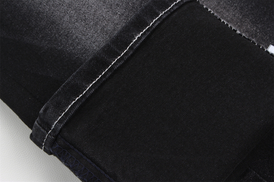 Tecido jeans elástico 356gsm 10,5 oz cor preta 3/1 sarja mão direita