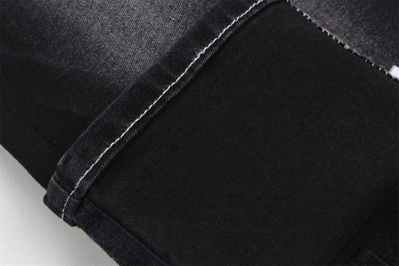 Bom preço Tecido jeans elástico 356gsm 10,5 oz cor preta 3/1 sarja mão direita on-line