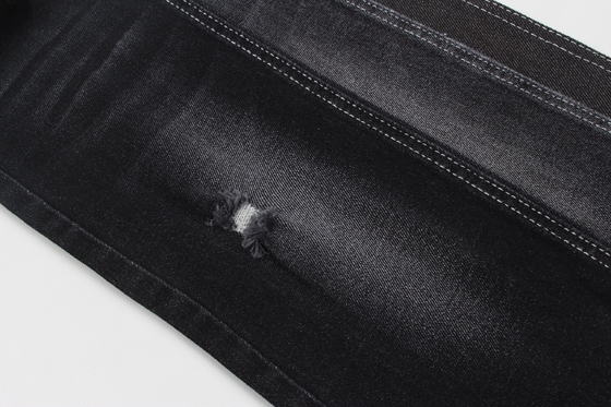 Tecido jeans de alta elasticidade 11,5 oz cor preta com rolo traseiro branco para jeans masculino