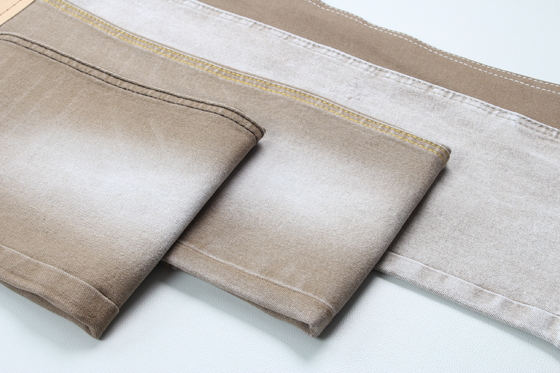 Tecido de denim colorido e leve em khaki