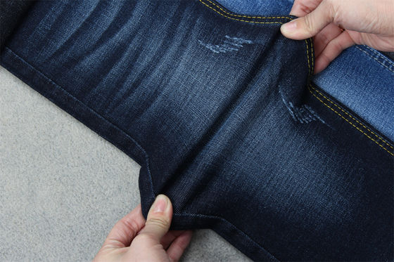 Bom preço Índigo azul crosshatch denim tecido Slub Full Stretch 10,3 uma vez jeans materiais on-line